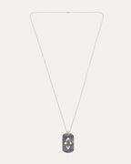 Fleur Cut Out Dagger Dog Tag Pendant on Ball Chain Necklace