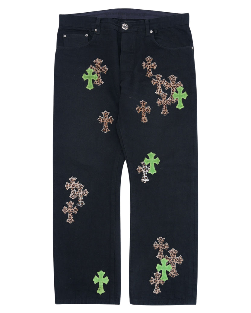 Leopard Cross Patch Jeans w/ 35 Cross Patches