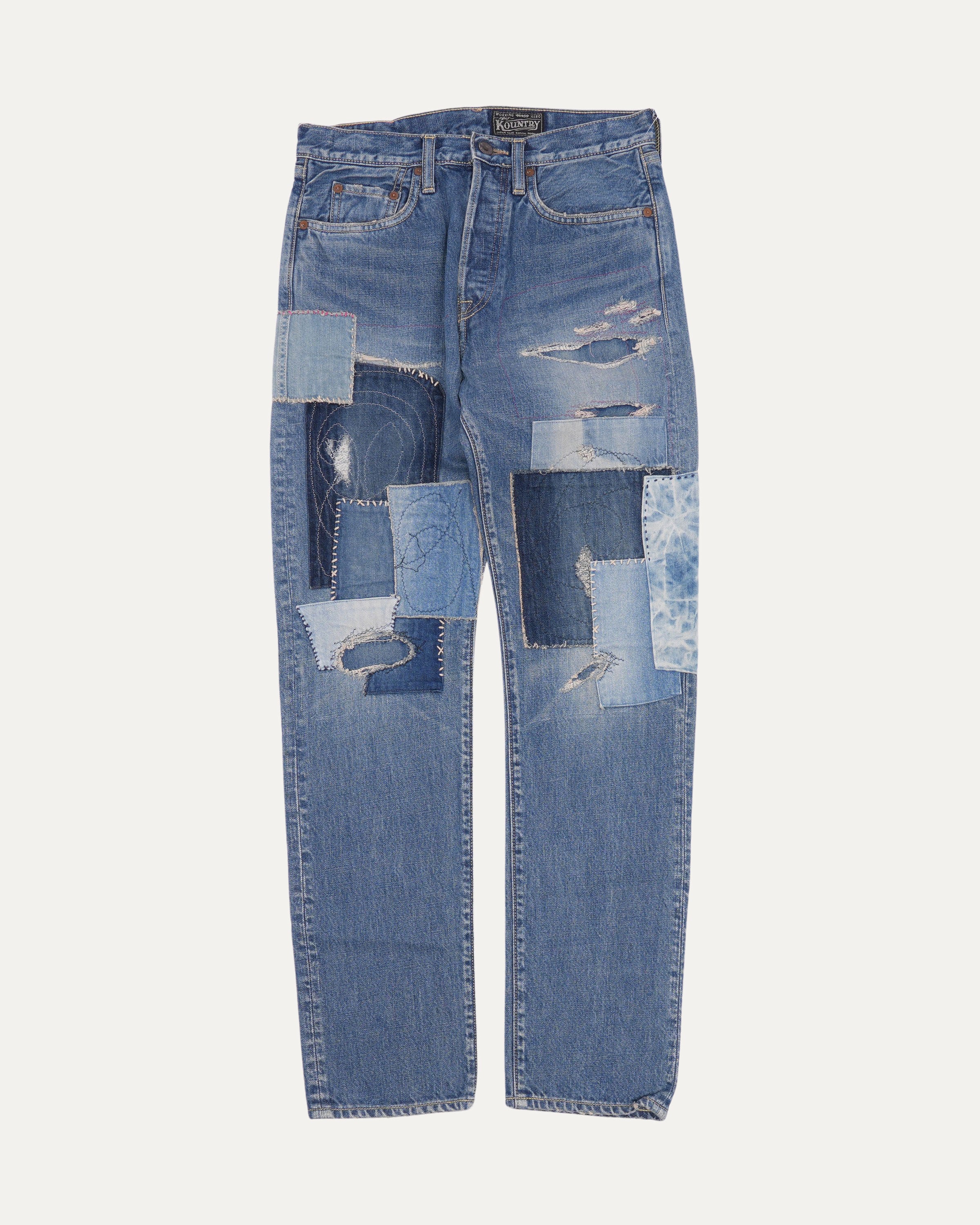 Monkey Cisco Distressed Patchwork Jeans