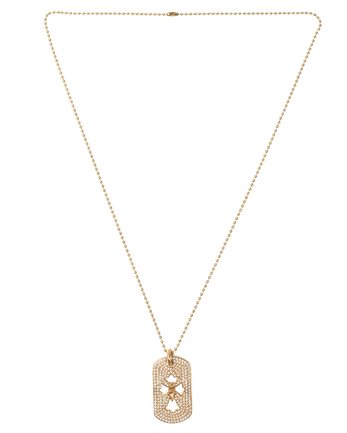 22k Gold & Diamond Cross Dog Tag Pendant w/ Chain