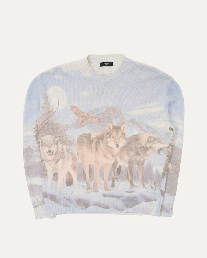 Wolf Printed Knit Sweater