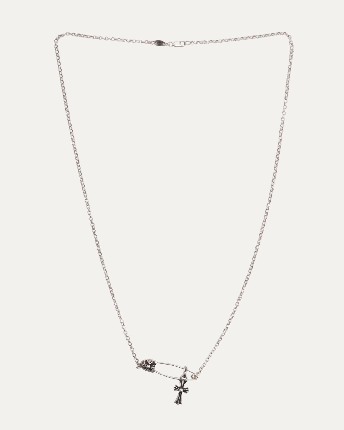 Safety Pin Necklace w/ Baby Fat Pendant