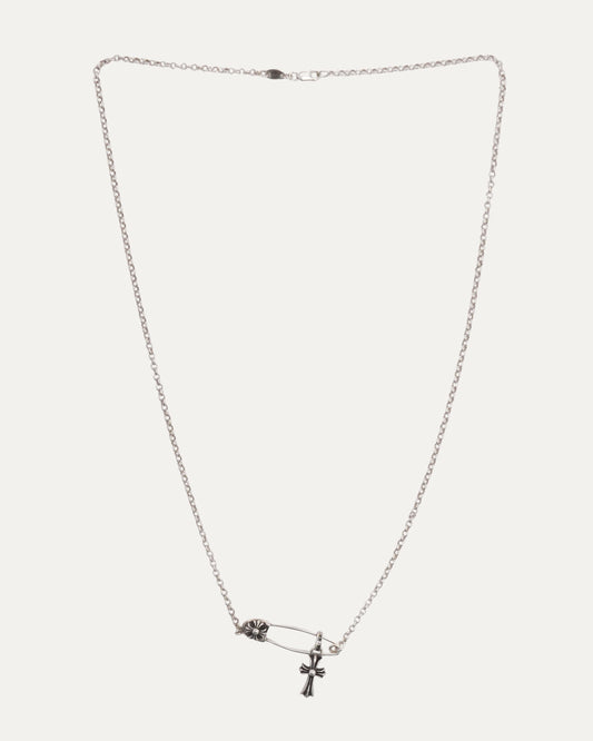 Safety Pin Necklace w/ Baby Fat Pendant
