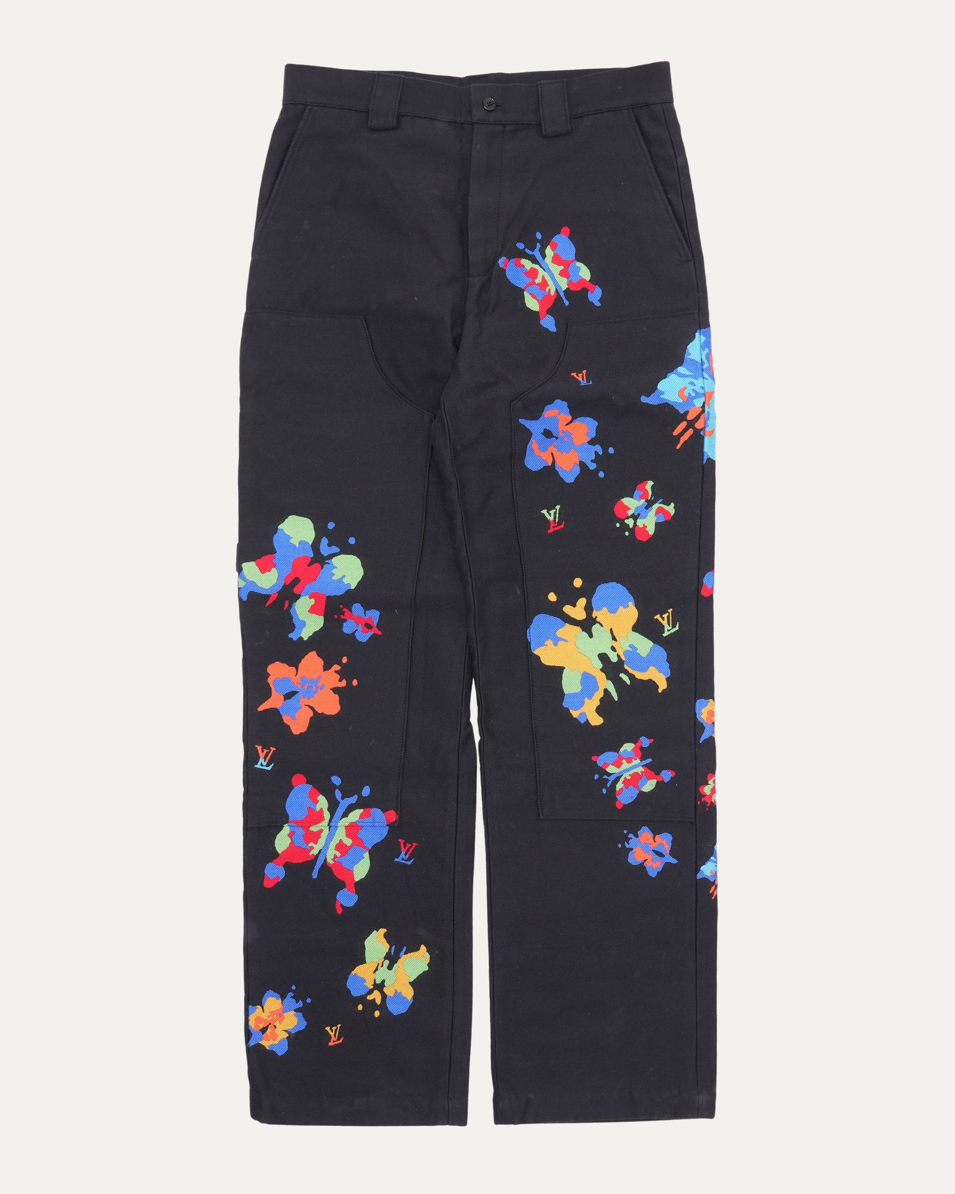 SHEIN EZwear Black Butterfly Printed Washed Straight Leg Jeans | SHEIN A SHEIN EZwear Black Butterfly Printed Washed Straight Leg Jeans | SHEIN A