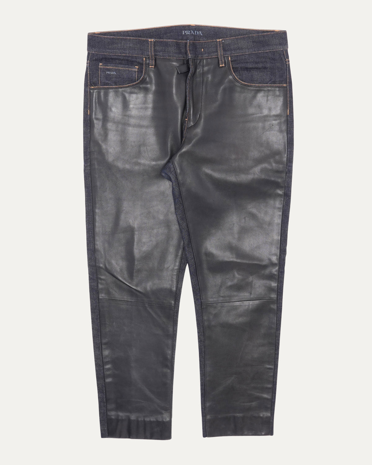 Leather Front Jeans