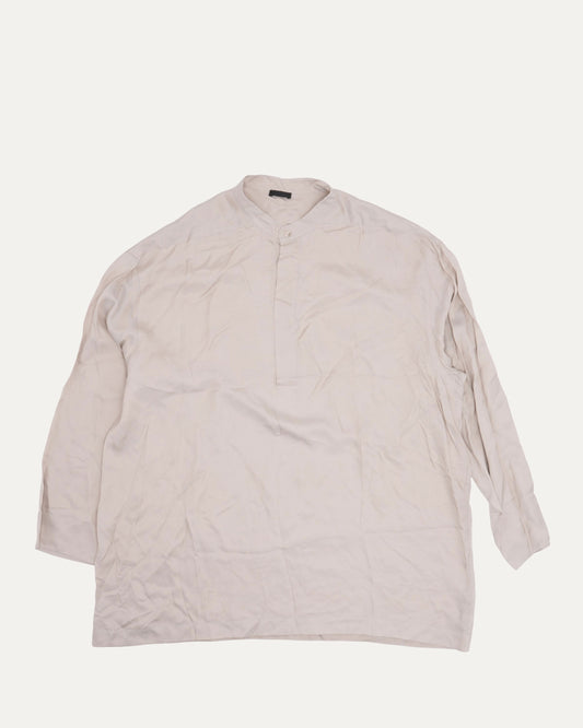 Band Collar Silk Blend Popover Shirt