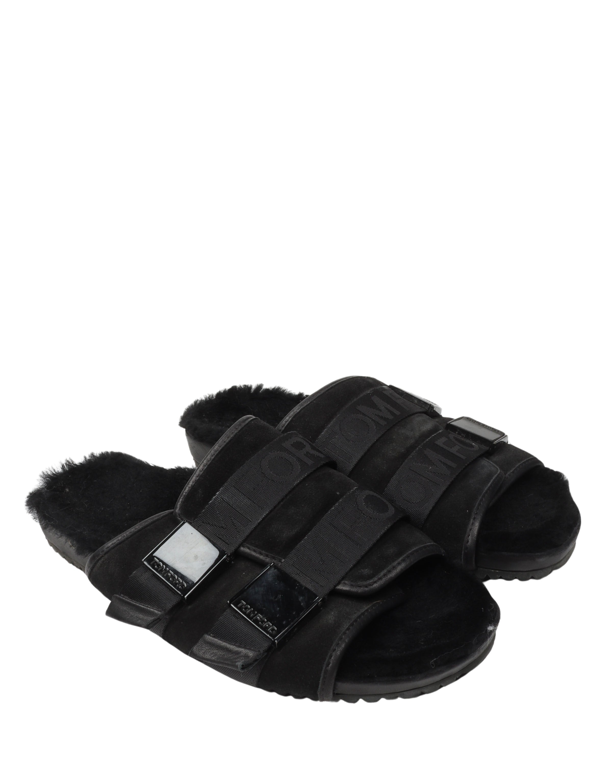 Strapped Sandals with Fur Footbed