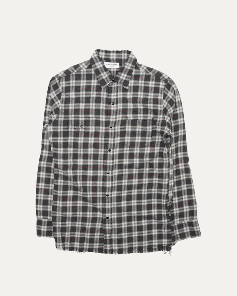 Raw Hem Western Flannel Shirt