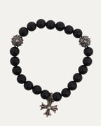 Plus Cross Black Diamond Bead Bracelet Matt Onyx Beads
