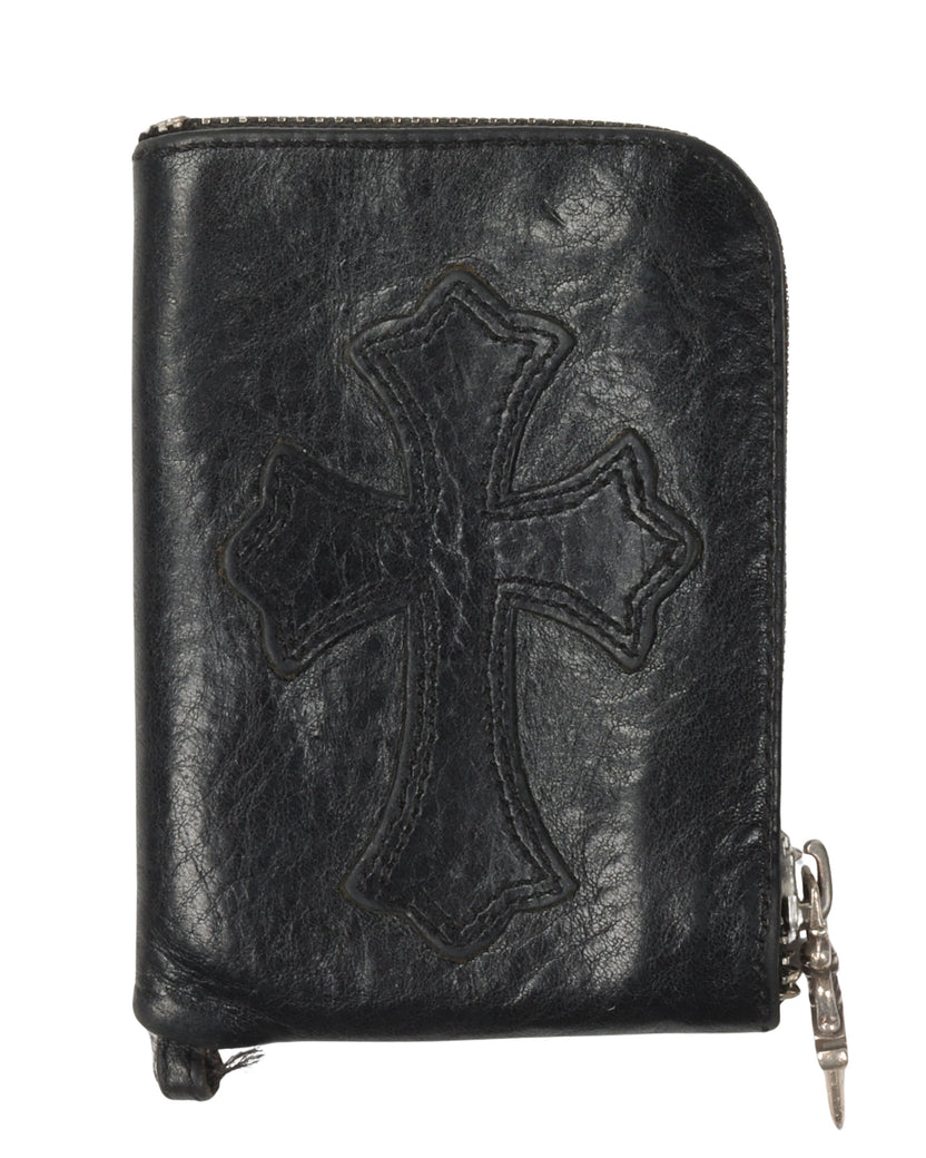 Leather Cross Patch Zip Wallet