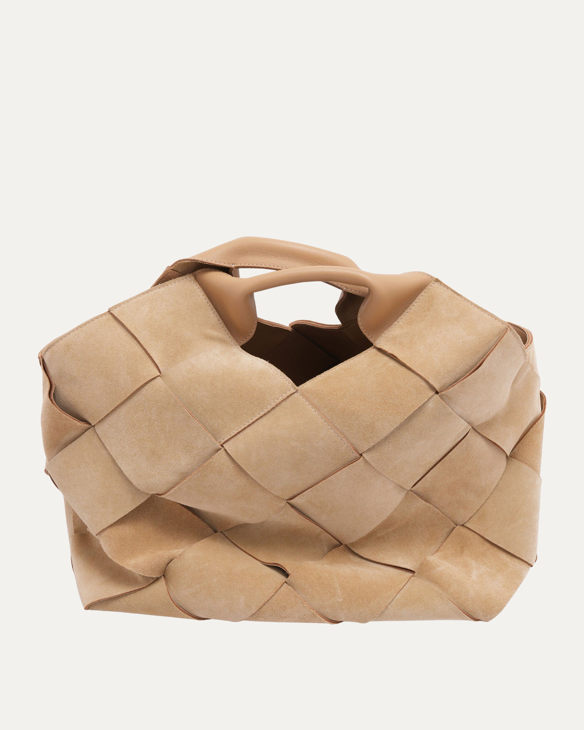 Suede Woven Basket Bag
