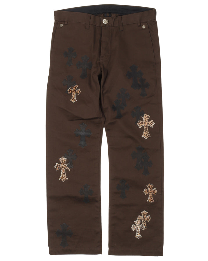 Leather Cross Patch Chino Pants