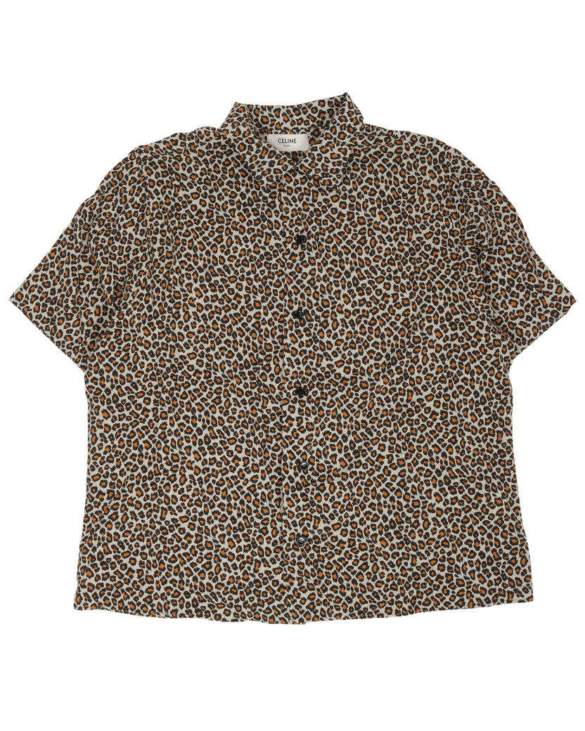Leopard Button Up Short Sleeve Shirt