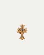 Gold Diamond 2 Fat Cross Earring
