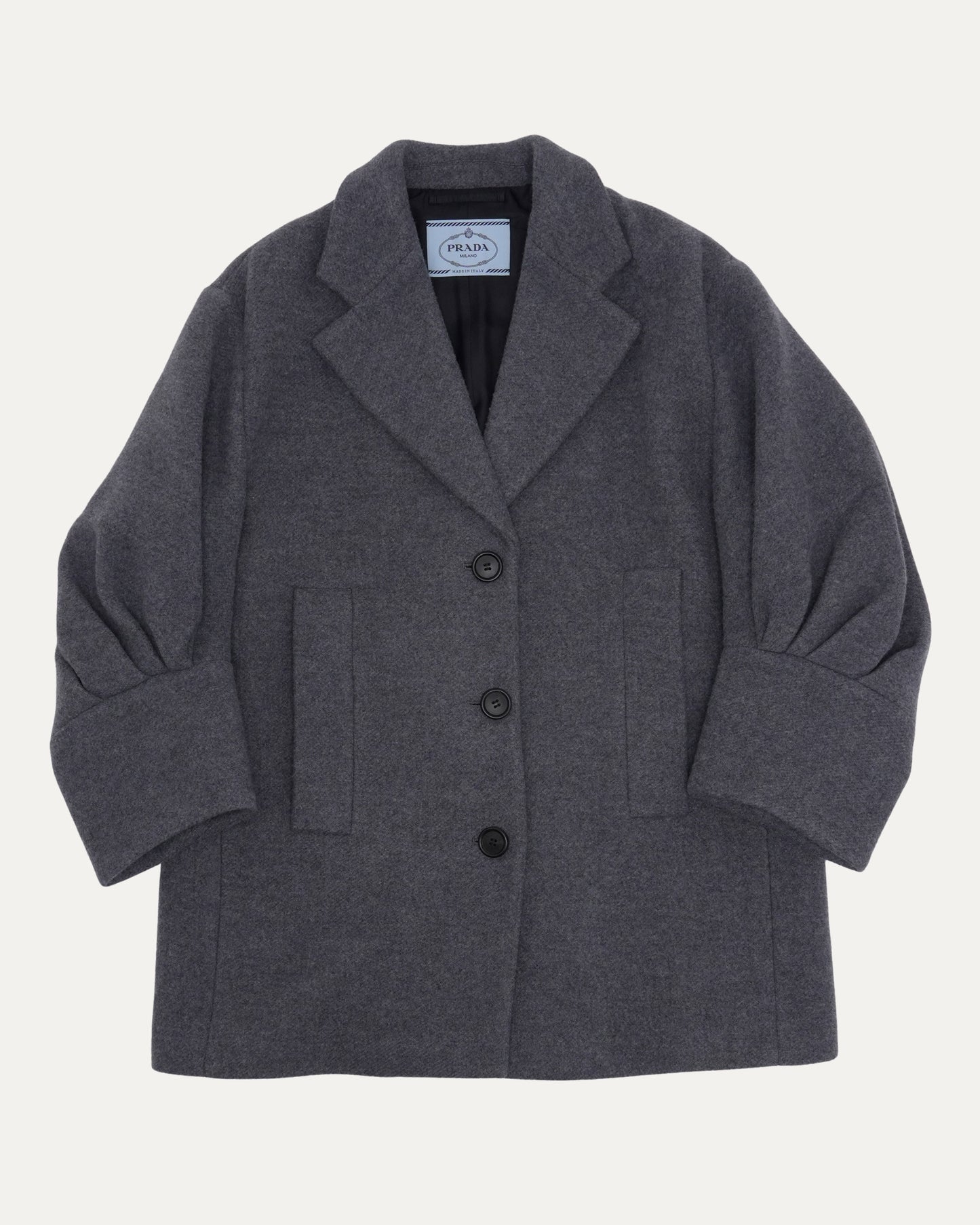 Ruffle Sleeve Wool Blend Coat