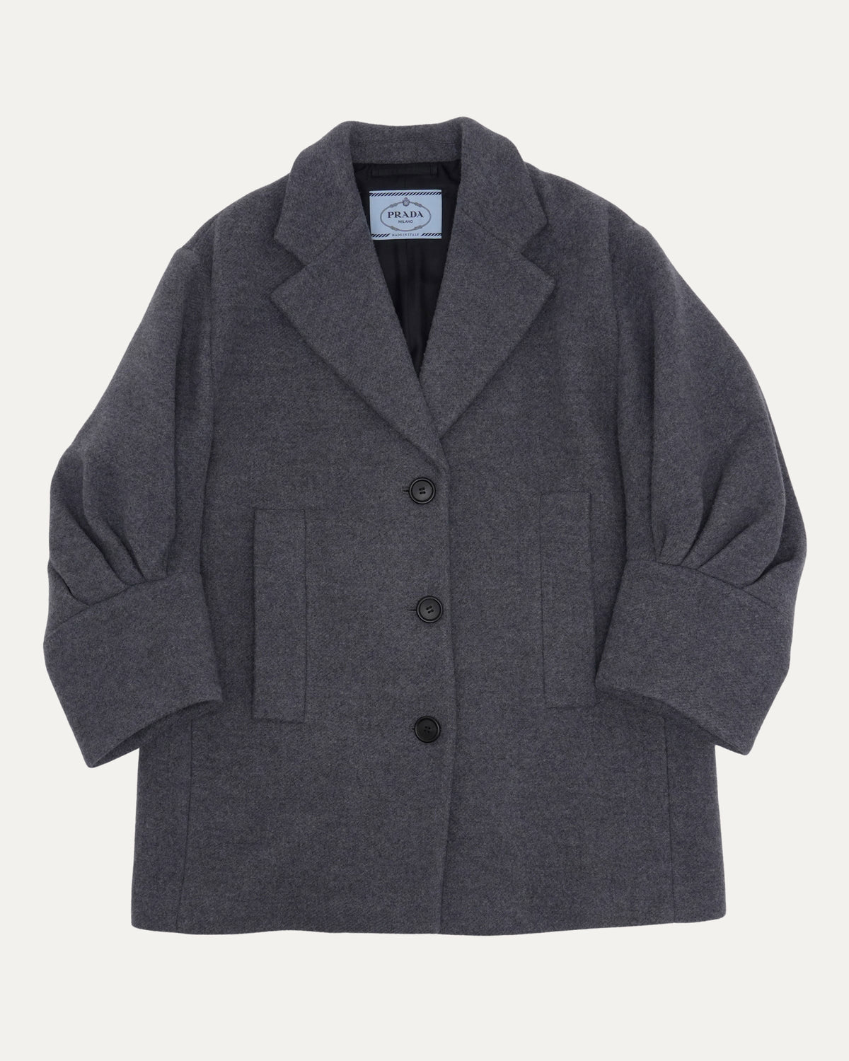 Ruffle Sleeve Wool Blend Coat