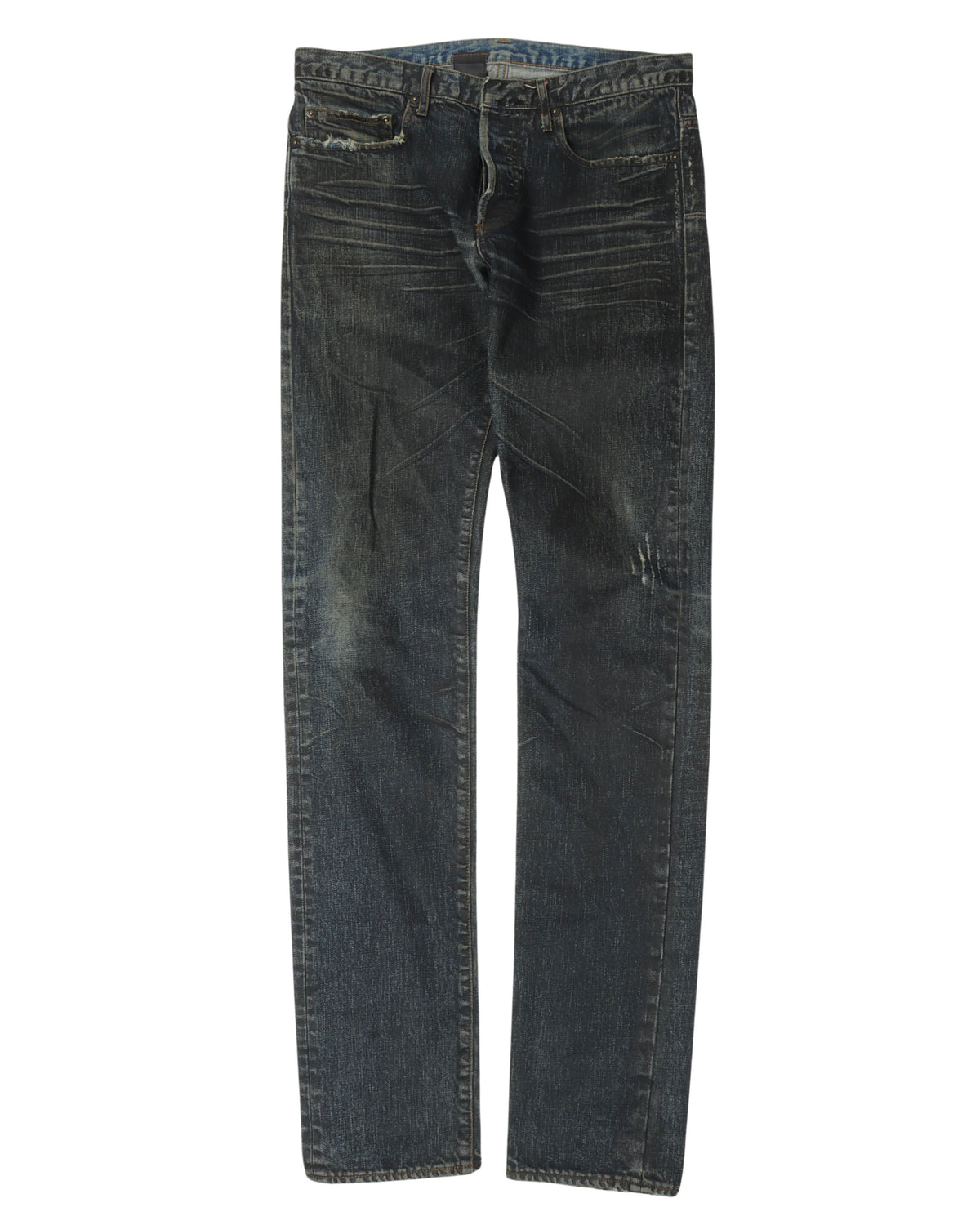 SS04 Dark Wash Waxed Skinny Jeans