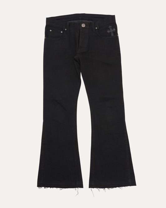 Flared Moleskin Cross Patch Pants