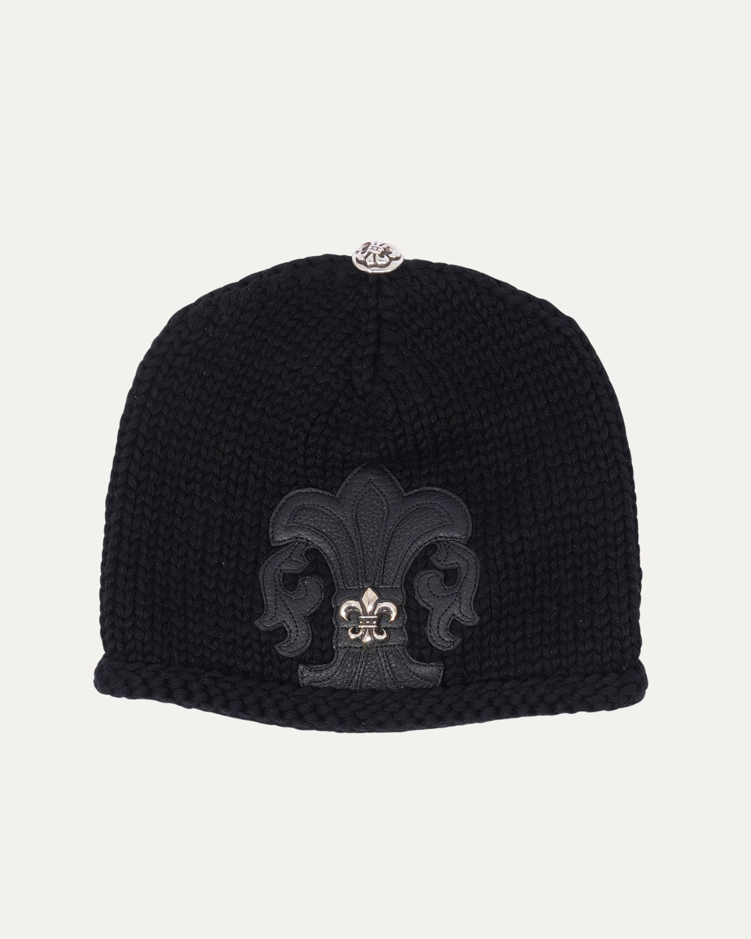 Fleur Patch Silver Embellished Cashmere Beanie