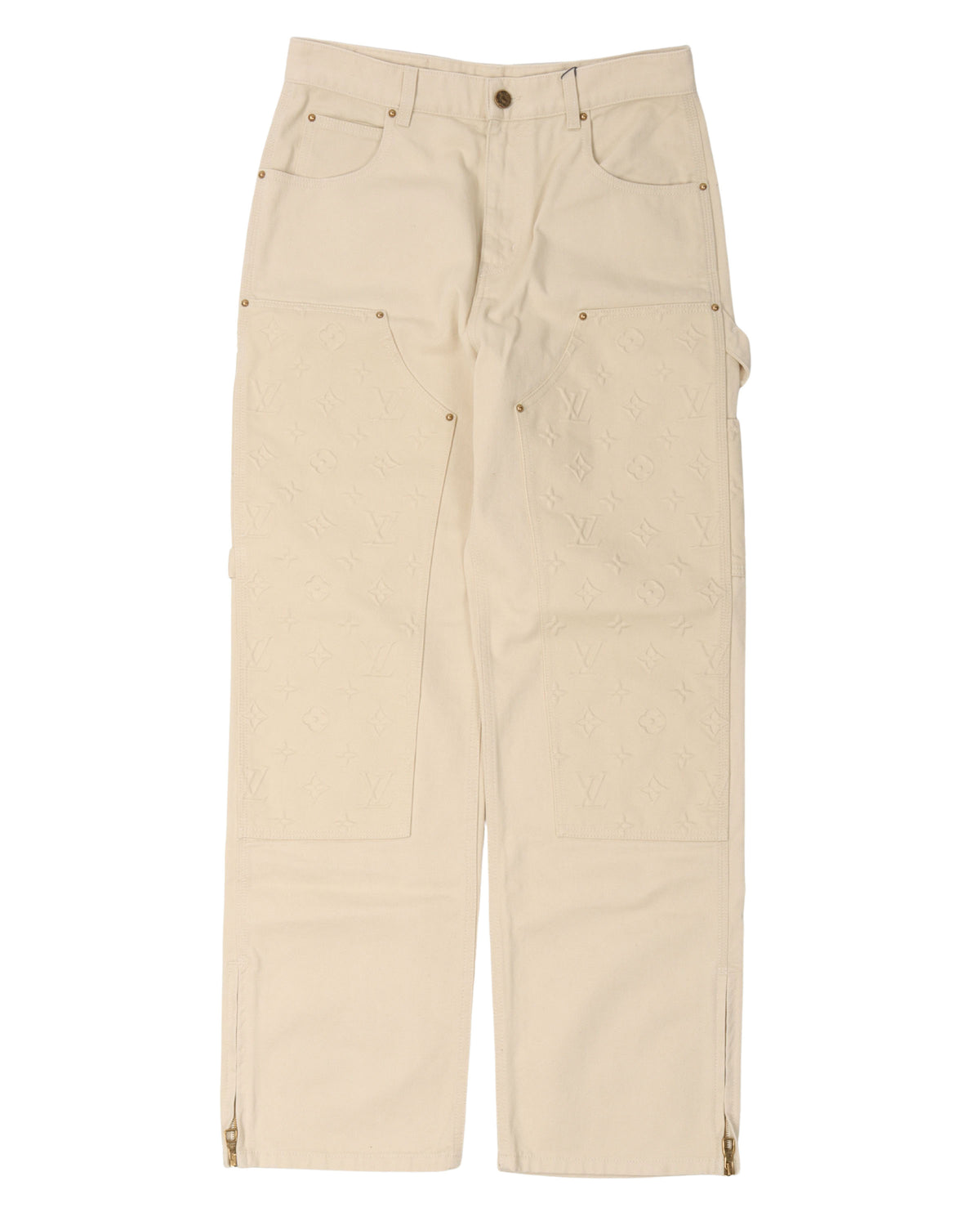 Monogram Embossed Double Knee Carpenter Pants