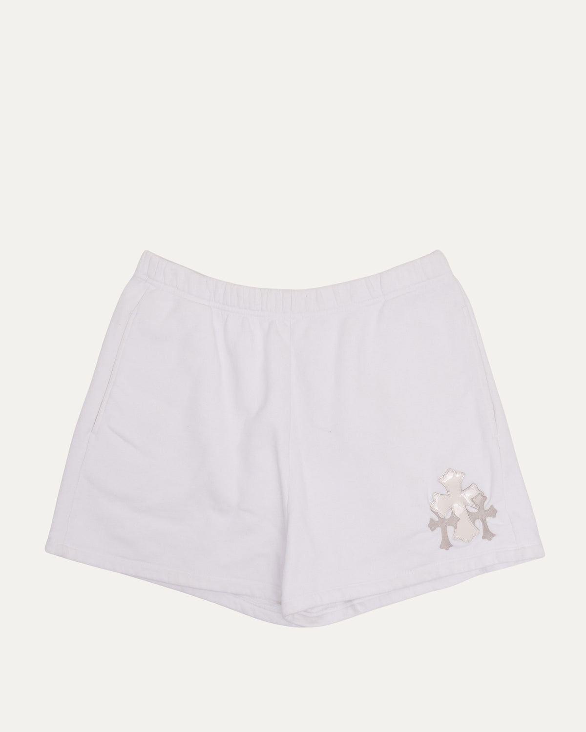 White Paper Jam Cross Patch Sweat Shorts