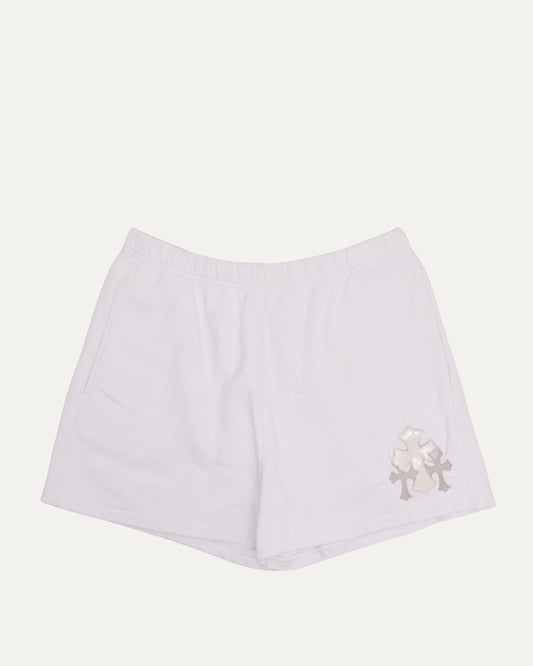 White Paper Jam Cross Patch Sweat Shorts