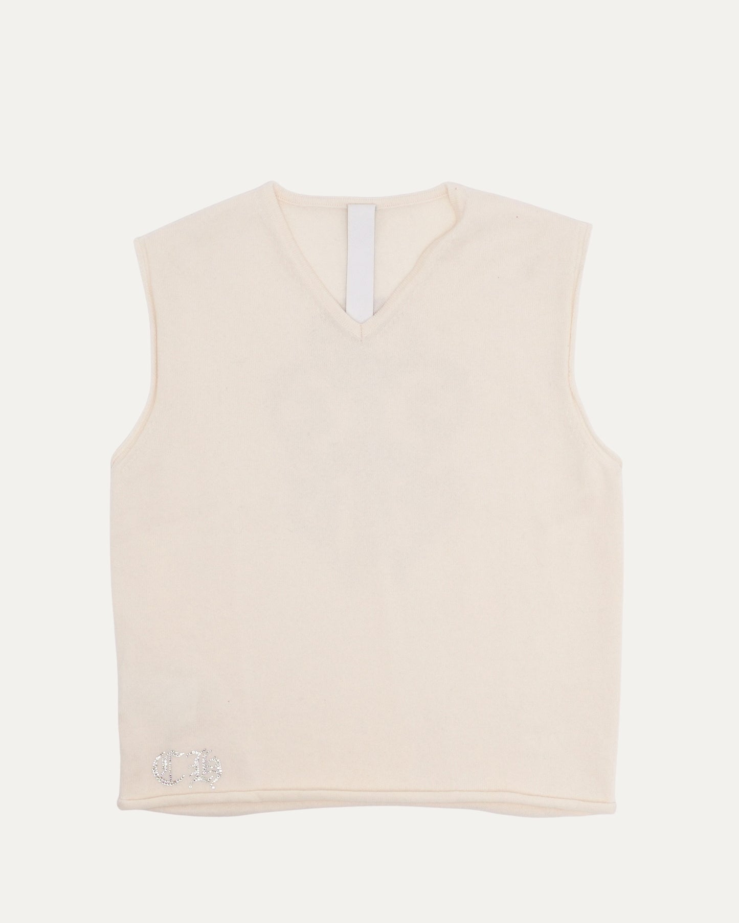 Rhinestone Embellished Cashmere Sweater Vest
