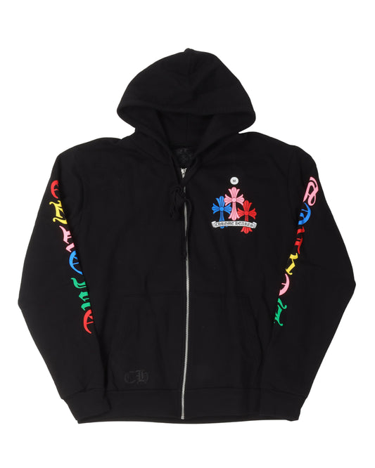 Multicolor Cross Logo Zip-Up Hoodie