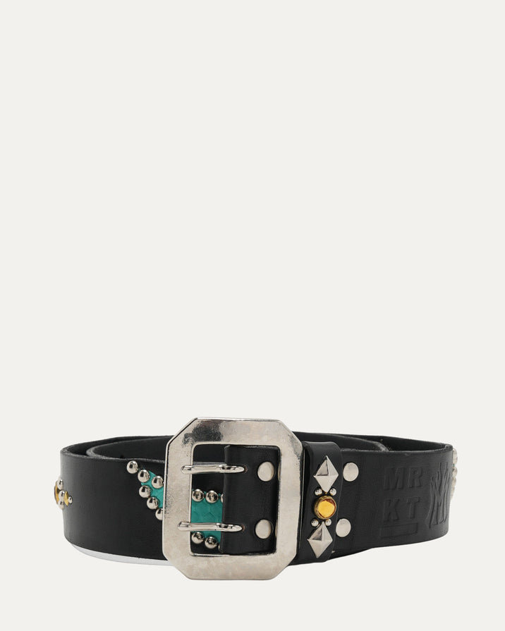 Studded Leather Snake Inlay Belt