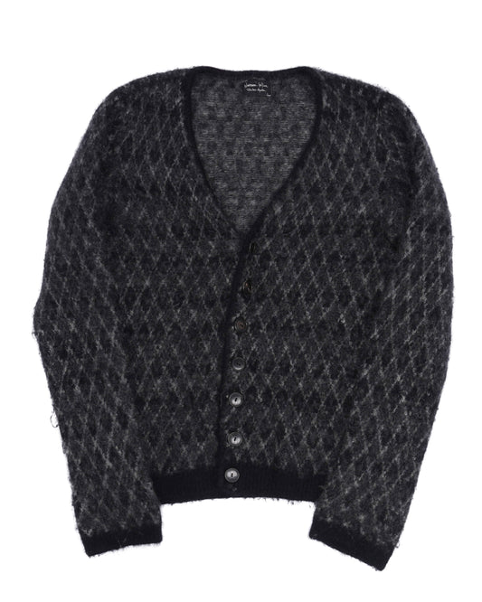 Fuzzy Argyle Cardigan