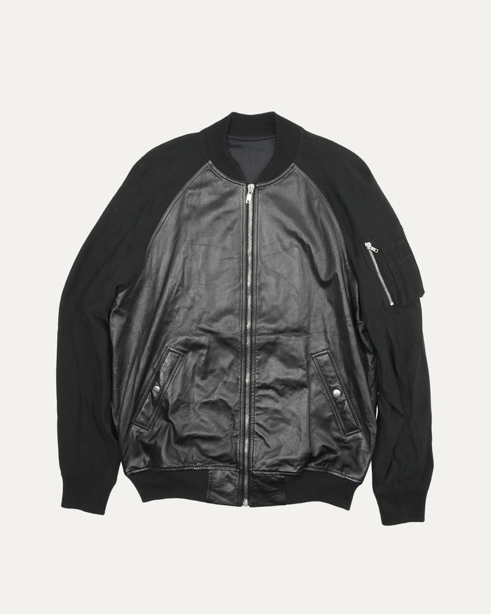 Leather Contrast Raglan Bomber