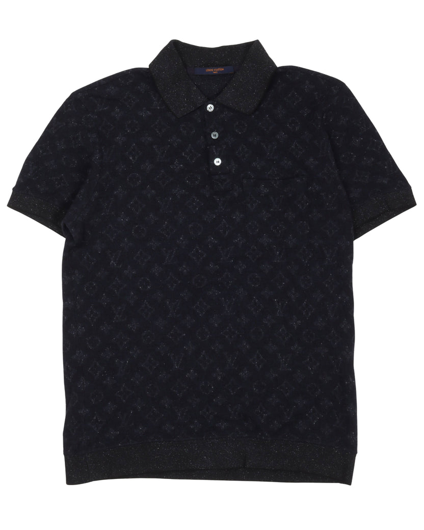 Louis Vuitton Navy Blue Monogram Patterned Knit Polo T-Shirt XL Louis  Vuitton