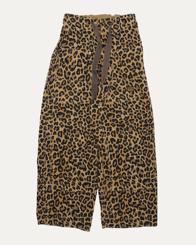 Leopard Print W-Knee Easy Baggy Pants