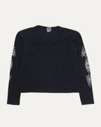 Vintage Women's Floral Cross V-Neck Long Sleeve T-Shirt