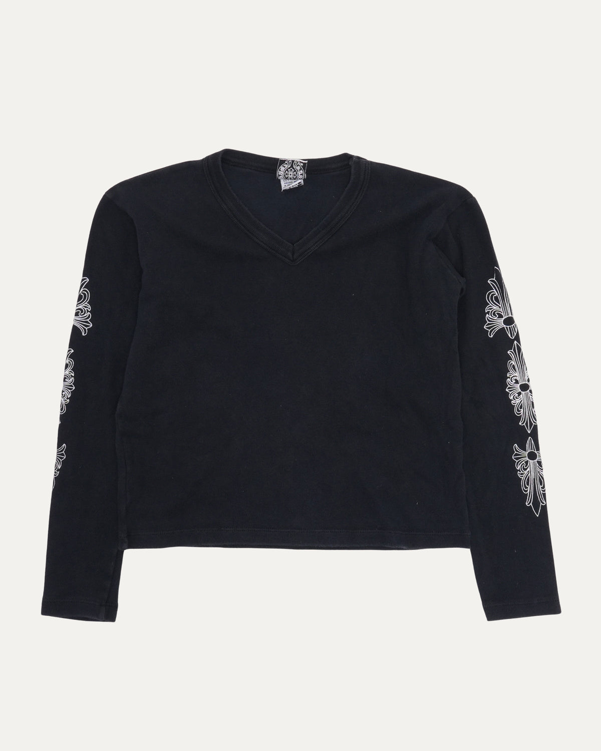 Vintage Women's Floral Cross V-Neck Long Sleeve T-Shirt