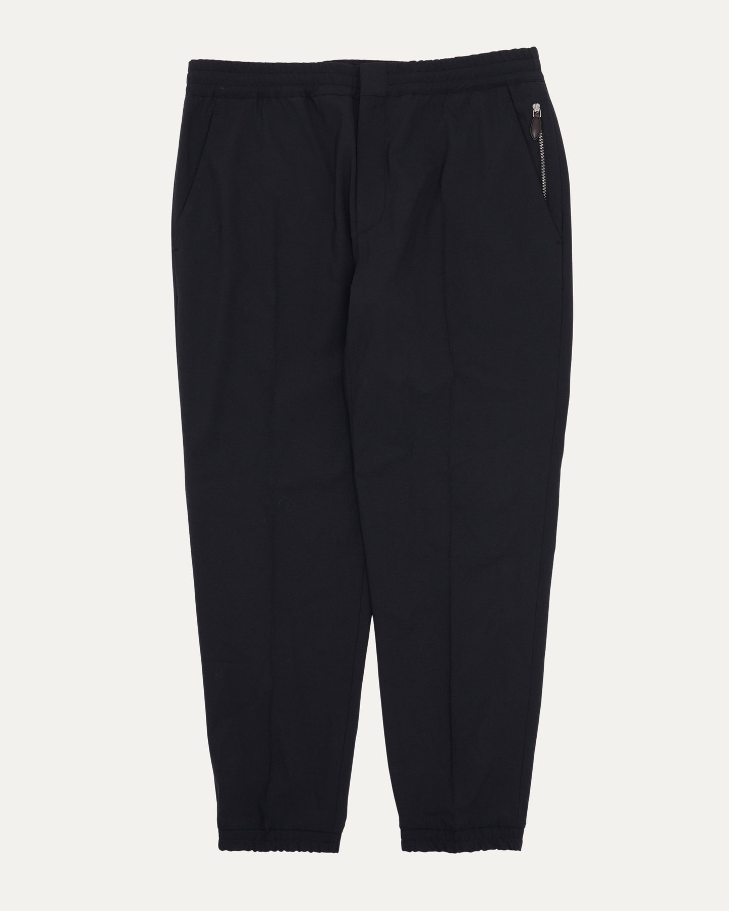 Wool Blend Pleated Drawstring Track Pants