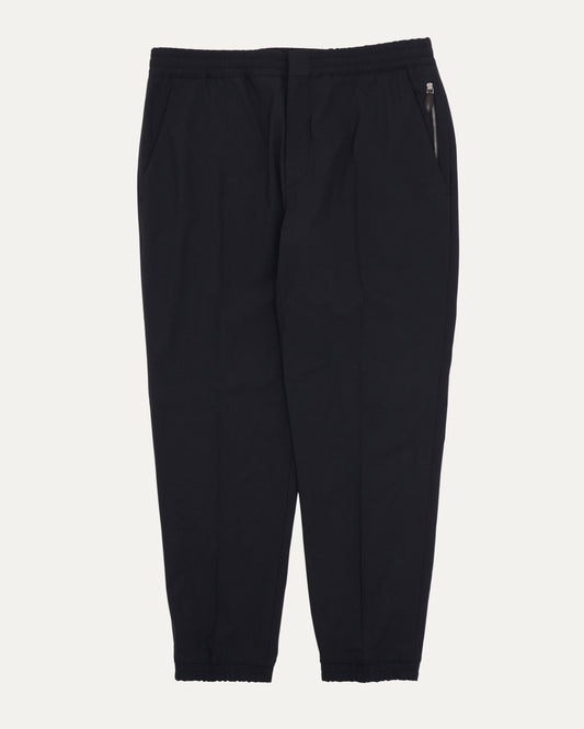 Wool Blend Pleated Drawstring Track Pants
