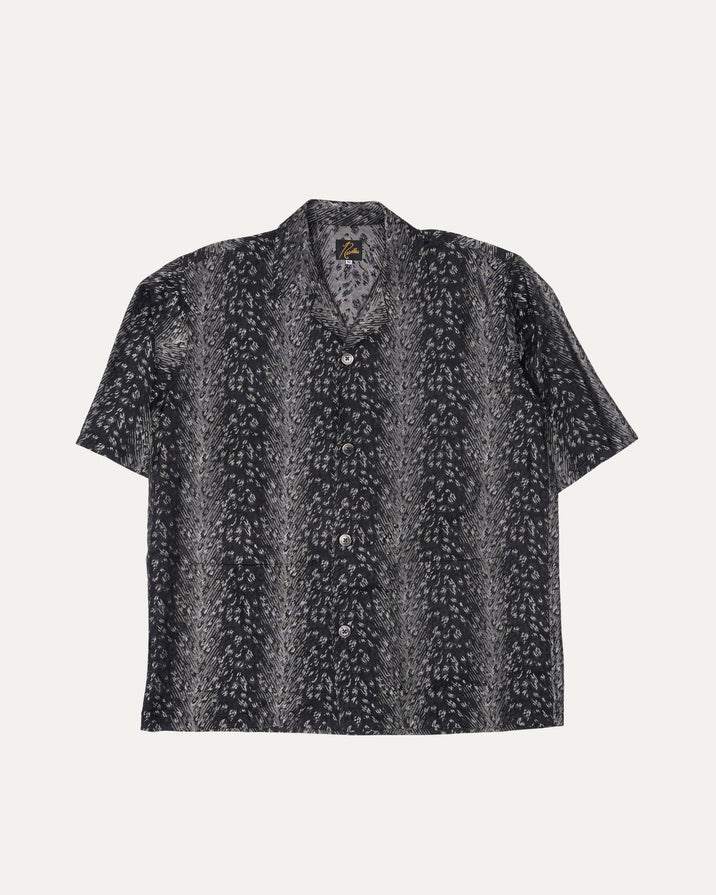 Camp Collar Leopard Print Jacquard Shirt