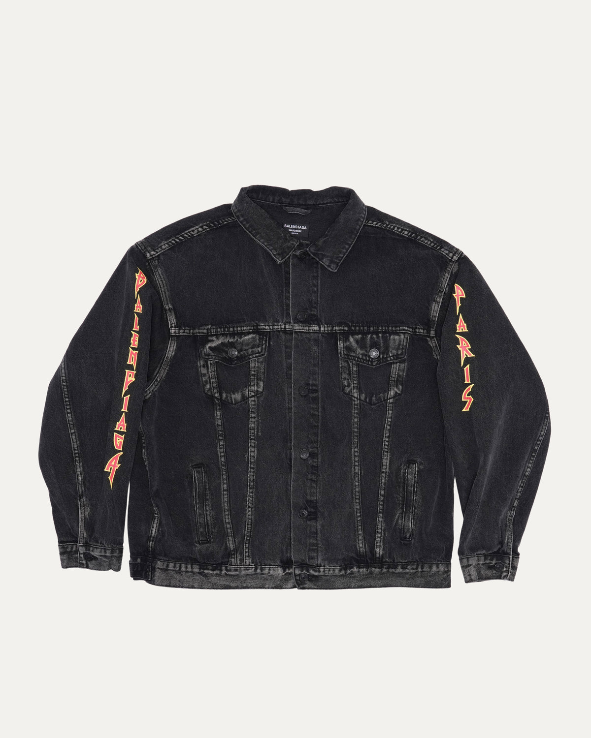 Oversized Metal Logo Denim Jacket