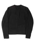Collarless Linen Zip Up Jacket
