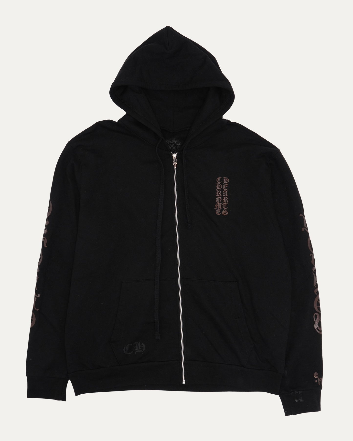 Vertical Logo Glitter Print Zip Up Hoodie