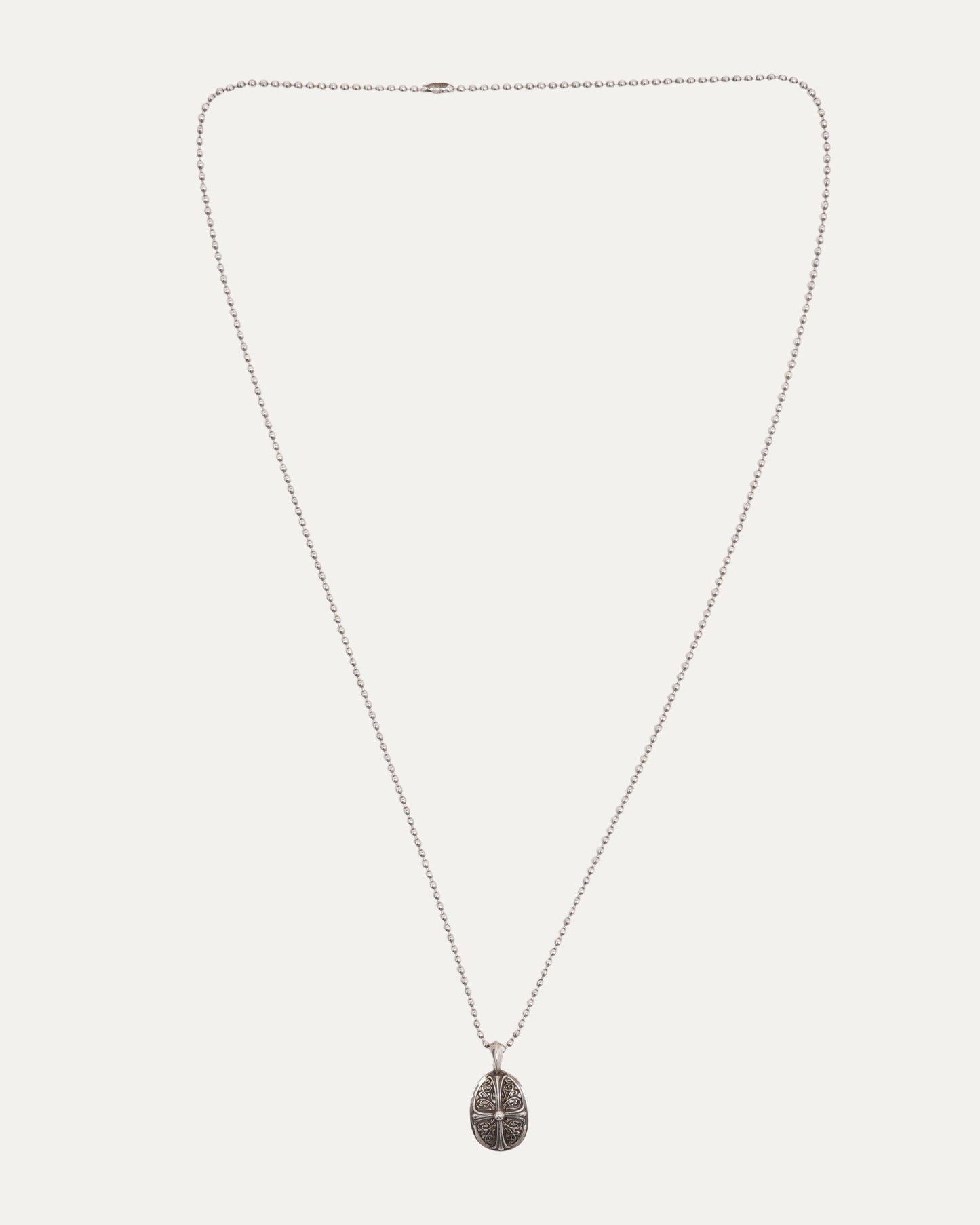 Oval Cross Pendant w/ Ball Chain