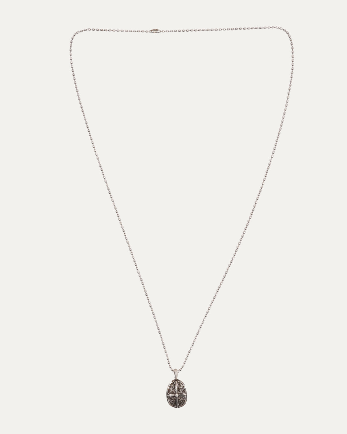 Oval Cross Pendant w/ Ball Chain