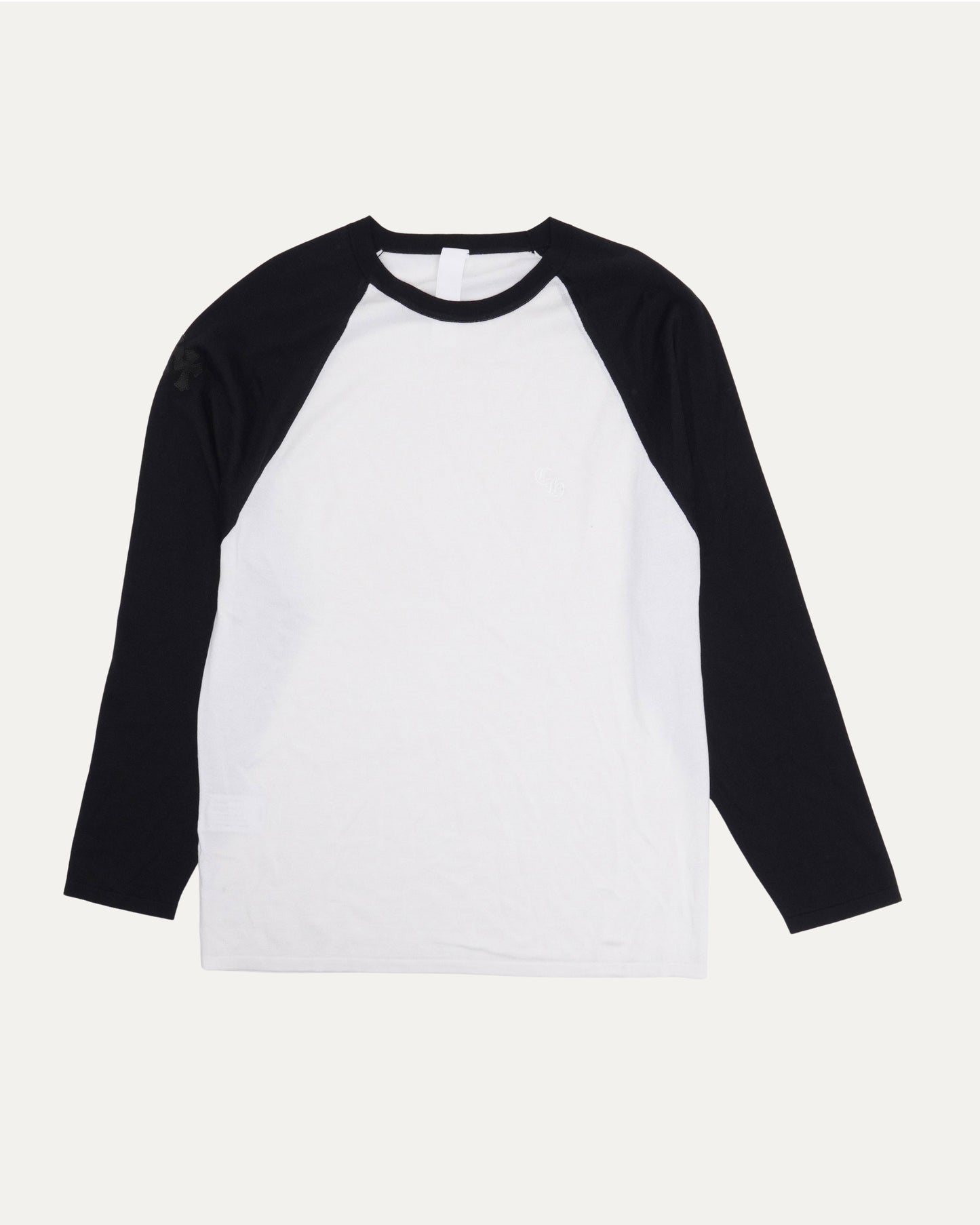 Silk Blend Cross Patch Long Sleeve Raglan T-Shirt