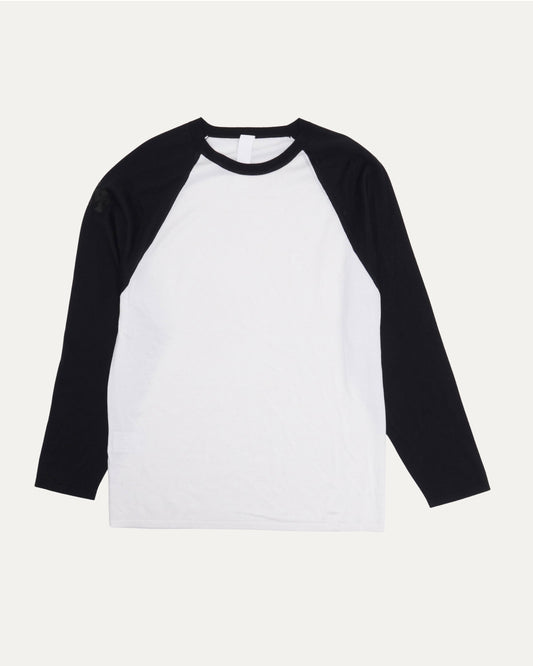 Silk Blend Cross Patch Long Sleeve Raglan T-Shirt
