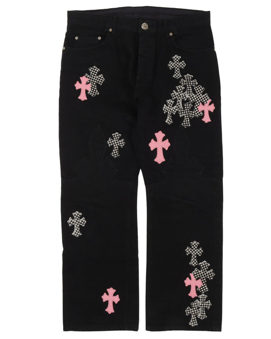 Cross Patch Fleur Knee Jeans w/ 35 Cross Patches