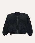 Distressed Oversized Denim Bomber Jacket