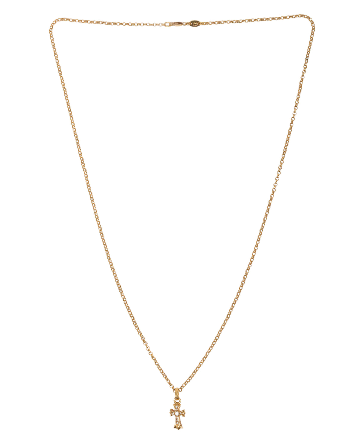 22k Gold Diamond Cross Pendant w/ Gold Chain