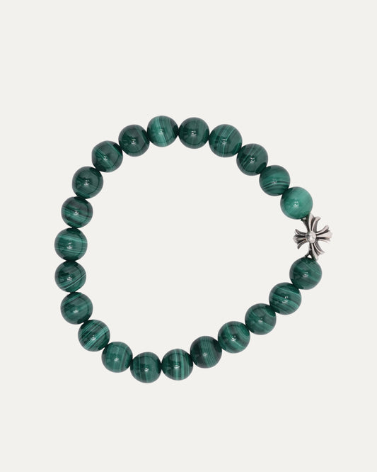 8mm Green Malachite Plus Cross Bead Bracelet