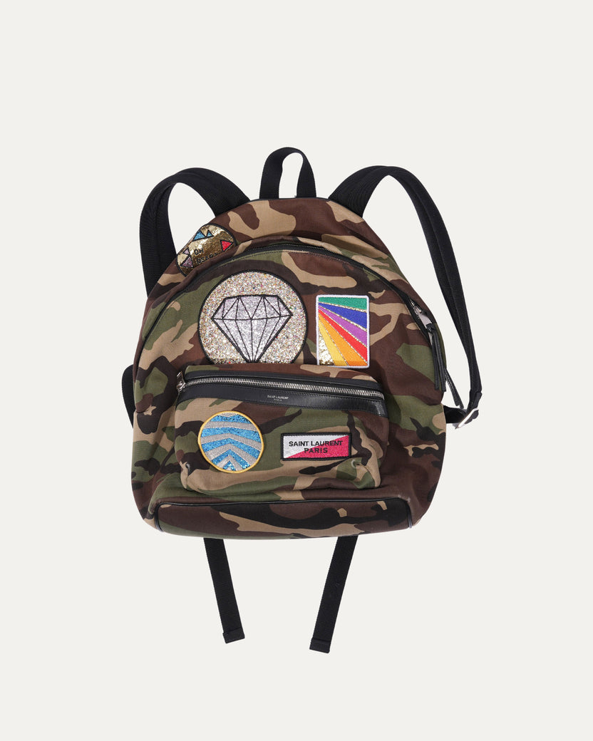 Camouflage Canvas Multi Patch City Backpack